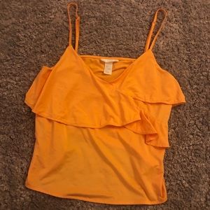 h&m golden yellow ruffle cami tank